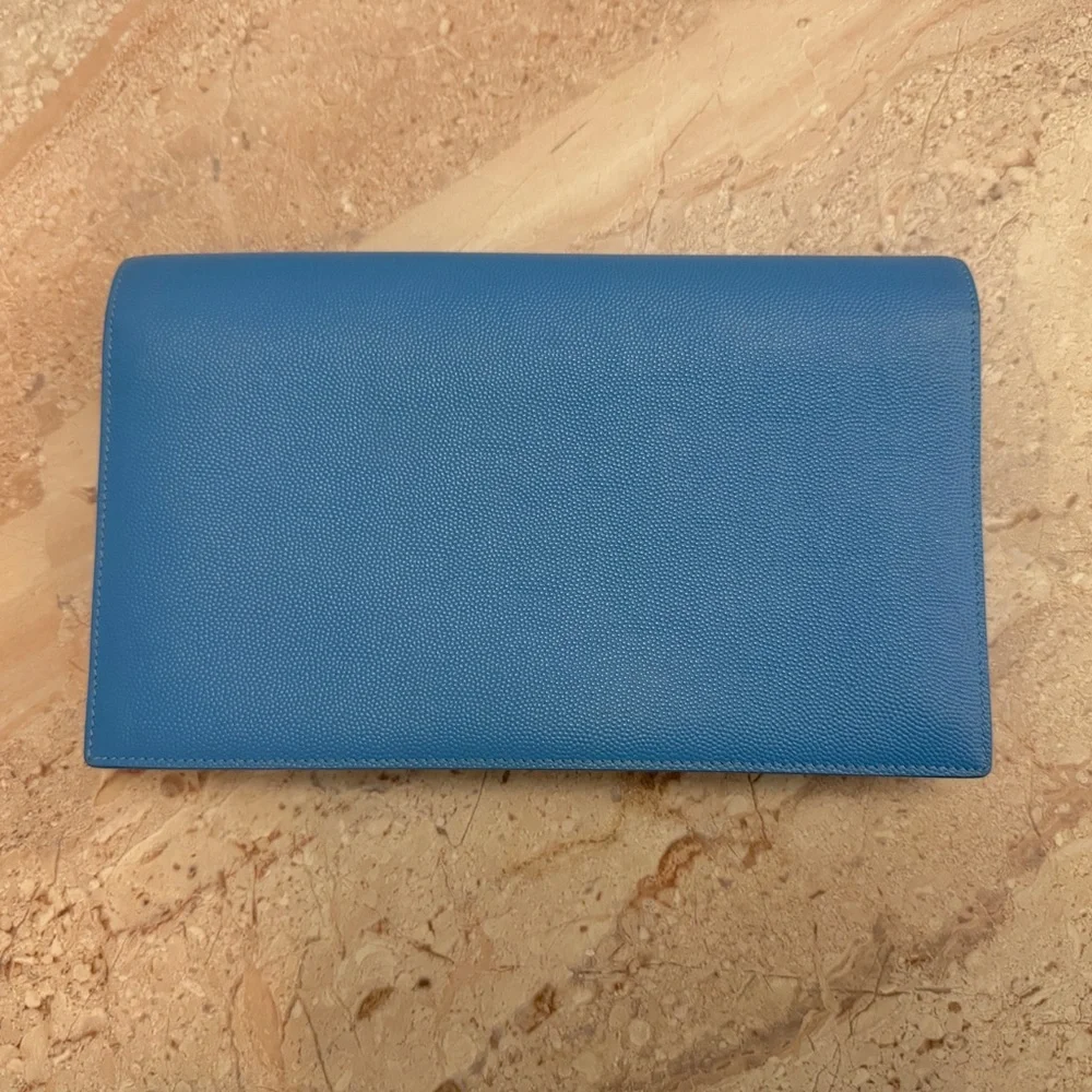 SAINT LAURENT SKY BLUE CLASSIC KATE MONOGRAM CLUTCH - Picture 3 of 5